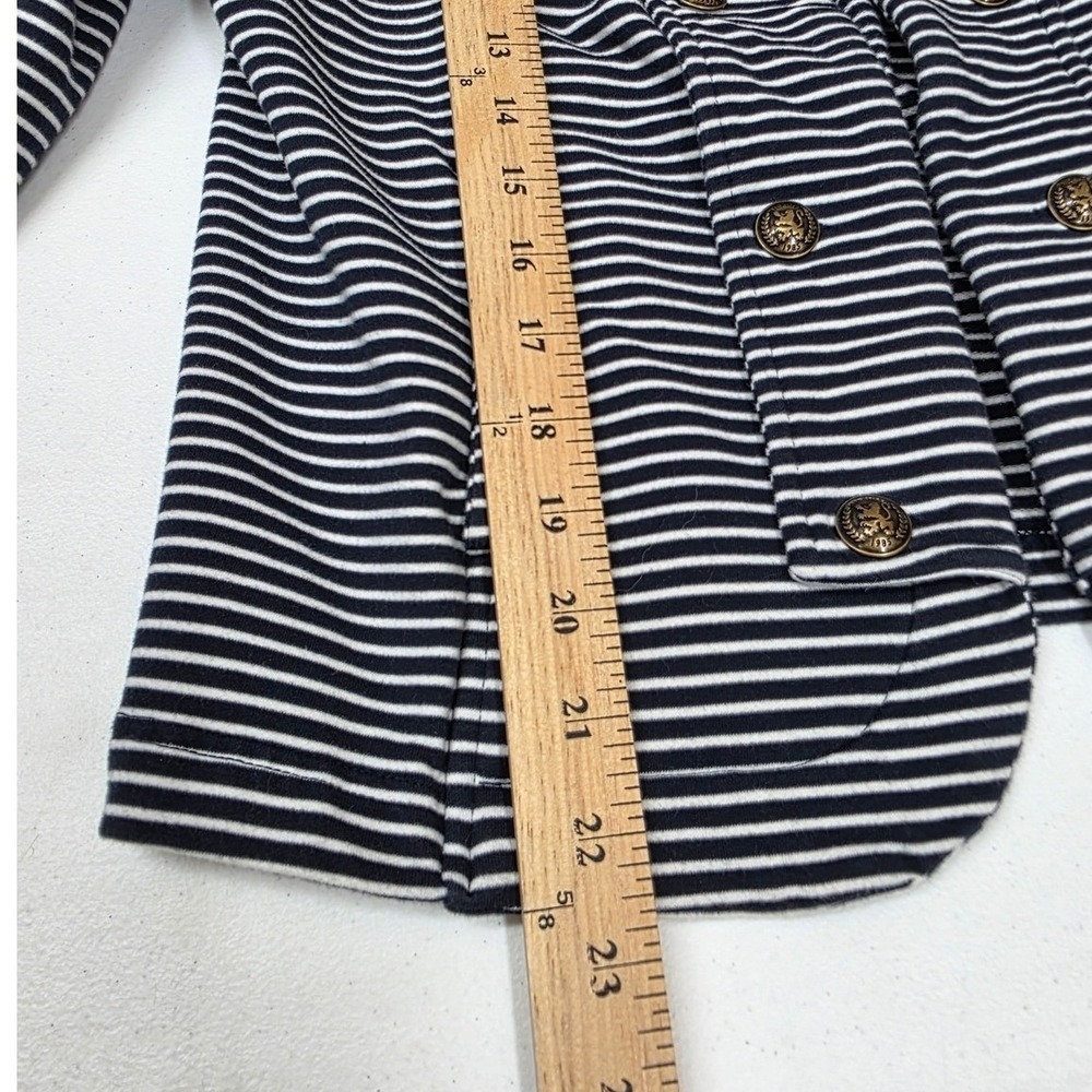 Tommy Hilfiger Womens Navy Blue White Striped Military Blazer Jacket Large L - Picture 8 of 9